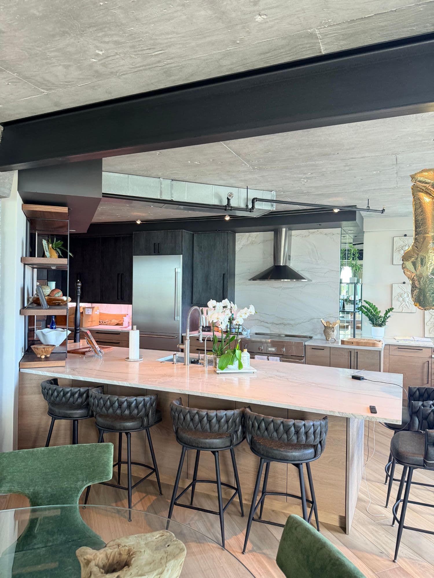 Luxury kitchen remodel with marble island